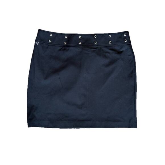 Lauren Ralph Lauren Black Skirt Silver Grommet Waist Detail Size 10/32” Waist - Picture 1 of 5